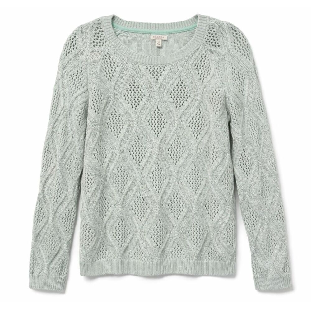 Sonoma Mint Cable‎ Knit Sweater XL Cotton Cottagecore Coastal Grandma Preppy